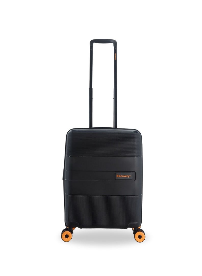Discovery Discovery Trails Carry-On Small Cabin PP Hardside Luggage Black, Durable Expandable Unbreakable Double Zip Lightweight Travel Bag 4 Double Wheel TSA Lock 21 Inch Suitcase Trolley Bag.  - Image 1