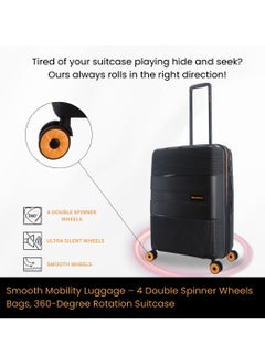 Discovery Discovery Trails Carry-On Small Cabin PP Hardside Luggage Black, Durable Expandable Unbreakable Double Zip Lightweight Travel Bag 4 Double Wheel TSA Lock 21 Inch Suitcase Trolley Bag.  - Image 3