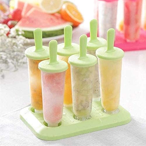Zeinwap Set of 6 Plastic Reusable Round Shape Ice Popsicle Makers - Homemade Popsicle Frozen Ice Cream Moulds Tray - Kulfi Candy Ice Lolly Mold For Children & Adults - Muilticolor,17X11.9X15.5 Cm - Image 2