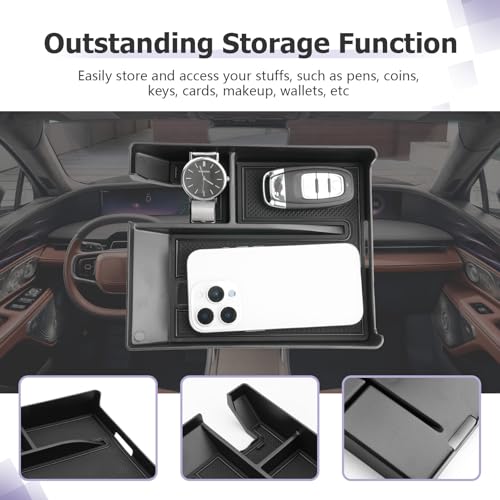 LUWU Lincoln Nautilus Center Console Organizer Compatible with 2024 2025 2026 Lincoln Nautilus Premiere/Reserve/Black Label Accessories Armrest Console Organizer Armrest Insert Tray 2026 Lincoln Black - Image 3