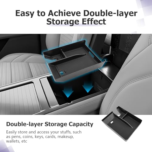 LUWU Lincoln Nautilus Center Console Organizer Compatible with 2024 2025 2026 Lincoln Nautilus Premiere/Reserve/Black Label Accessories Armrest Console Organizer Armrest Insert Tray 2026 Lincoln Black - Image 4