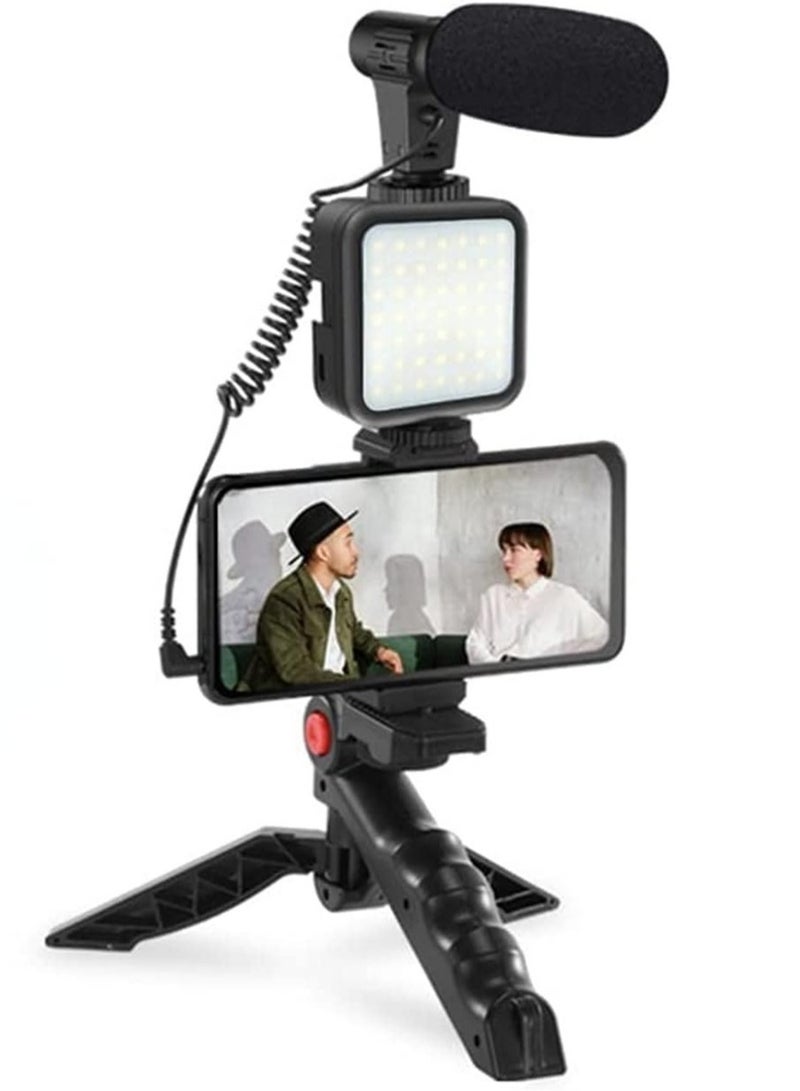 ELTRAZONE Smartphone & Camera Vlogging Studio Kits Video Shooting Photography Suit with Microphone LED Fill Light Mini Tripod  - Image 1