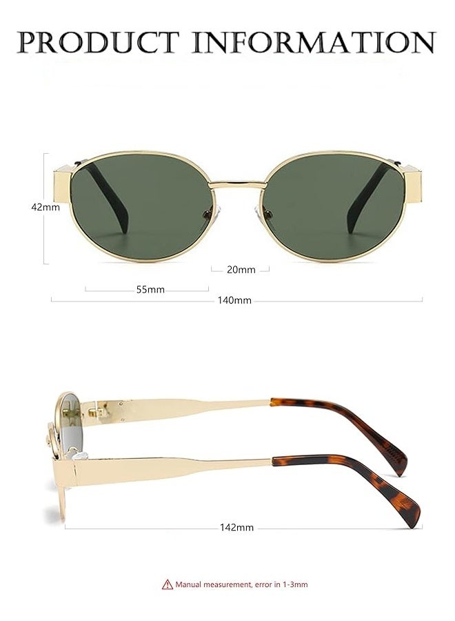 نظارات شمسية عصرية مستقطبة بإطار معدني بيضاوي وعدسات حماية من الأشعة فوق البنفسجية 400، نظارات شمسية بيضاوية عتيقة للنساء - Image 2