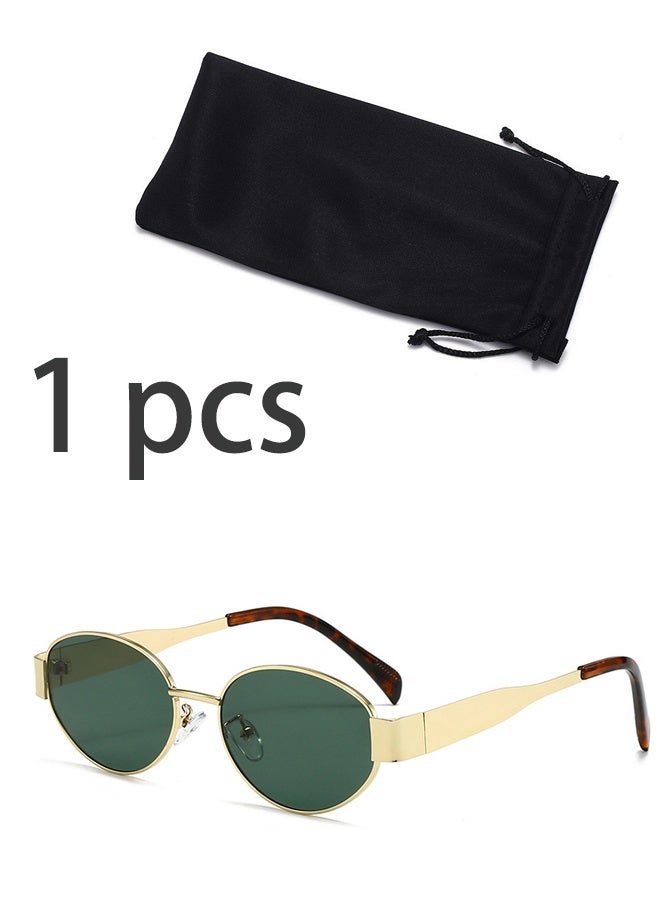 نظارات شمسية عصرية مستقطبة بإطار معدني بيضاوي وعدسات حماية من الأشعة فوق البنفسجية 400، نظارات شمسية بيضاوية عتيقة للنساء - Image 1