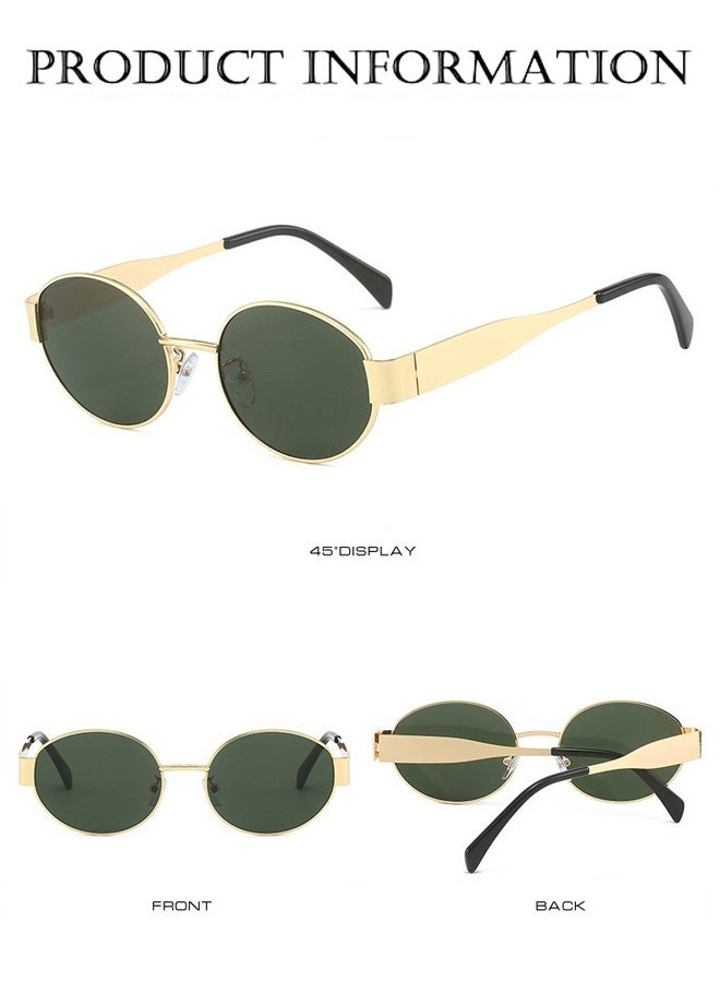 نظارات شمسية عصرية مستقطبة بإطار معدني بيضاوي وعدسات حماية من الأشعة فوق البنفسجية 400، نظارات شمسية بيضاوية عتيقة للنساء - Image 3