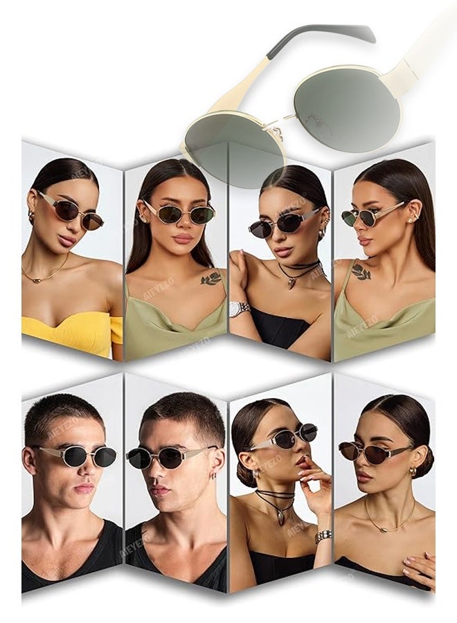 نظارات شمسية عصرية مستقطبة بإطار معدني بيضاوي وعدسات حماية من الأشعة فوق البنفسجية 400، نظارات شمسية بيضاوية عتيقة للنساء - Image 5