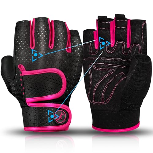 MOREOK Workout Gloves - Padded Weight Lifting for Men/Women, [3MM Gel] Fingerless Grip Gym Fitness Gloves Pink-M - Image 1