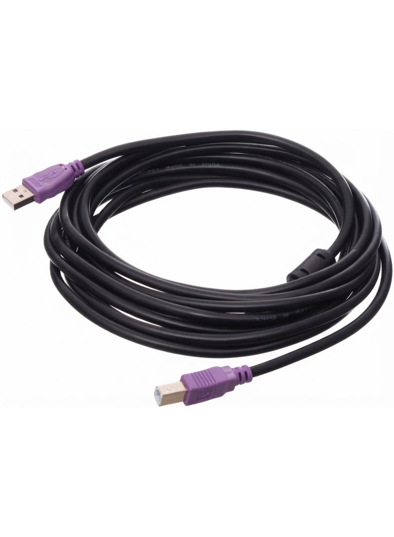 ابلس كابل طابعة AB-83B USB 2.0 بطول 5 أمتار – كابل عالي السرعة (من USB A إلى USB B) يتميز بقلب من النحاس الخالي من الأكسجين، ونقل سريع للبيانات، وتصميم متين مخصص للطابعات والماسحات الضوئية والأجهزة المزودة بمنفذ USB-B. - Image 1