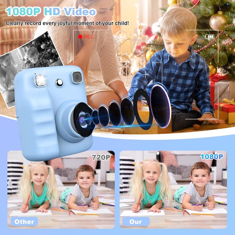 1080P HD Kids Camera, Instant Print Camera for Kids | One-Colour Instant Printing, 4 Rolls of Print Paper & 32GB Card, Birthday Gifts for Girls and Boys Age 3-12 - Image 4