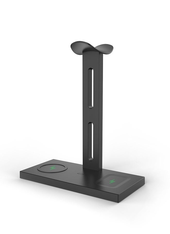 Joshberg 3 in 1 Headphone Stand with Wireless Charger,15W Fast Charge, USB Hub,Headset Holder Compatible with iPhone/AirPods/Gaming Headsets  - Image 2