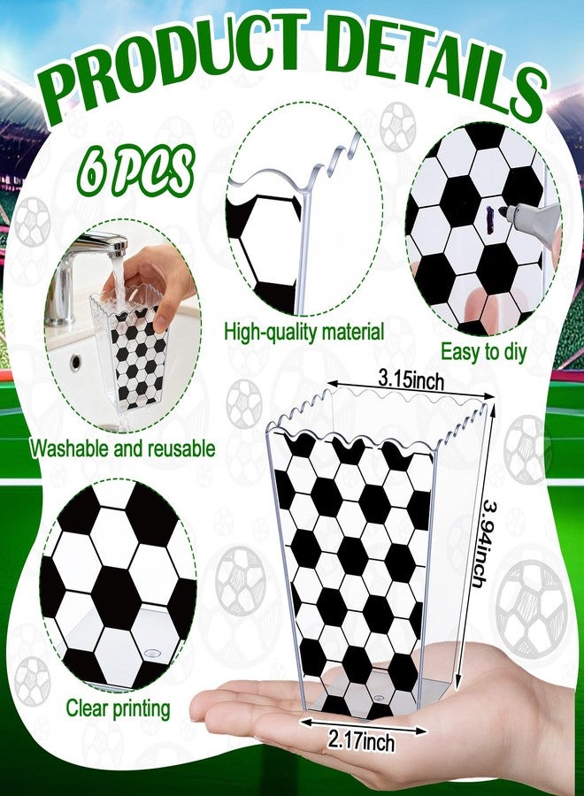 Vesici 6 Pcs 2026 Soccer Watch Party Decorations Soccer Baskets for Gifts Empty Clear Plastic Snack Popcorn Buckets Container for Sport Birthday Party Supplies - Image 3