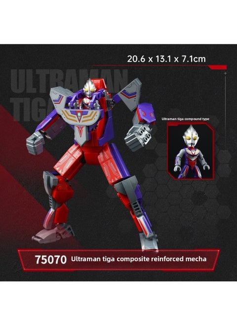 Enlightenment Assembled Building Blocks Toy Suit Ultraman Enhanced Mecha Figure Hand-made Boy Deja Sailotede-Color:75070 Ultraman Tiga Composite Reinforced Mecha