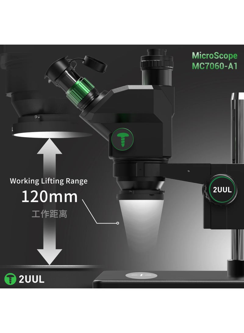 2UUL MC7060-A1 Trinocular Microscope 7-60X for PCB Micro Work and Electronics Repair - Image 5