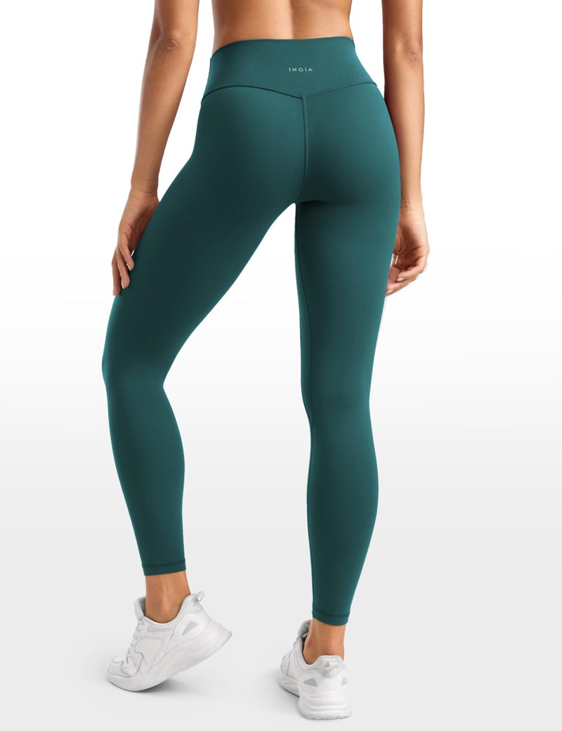 INGIA Womens High Waisted No Front Seam Lounge Yoga Legging 25" Workout Tummy Control Gym Yoga Pants Forest Green Medium - Image 2
