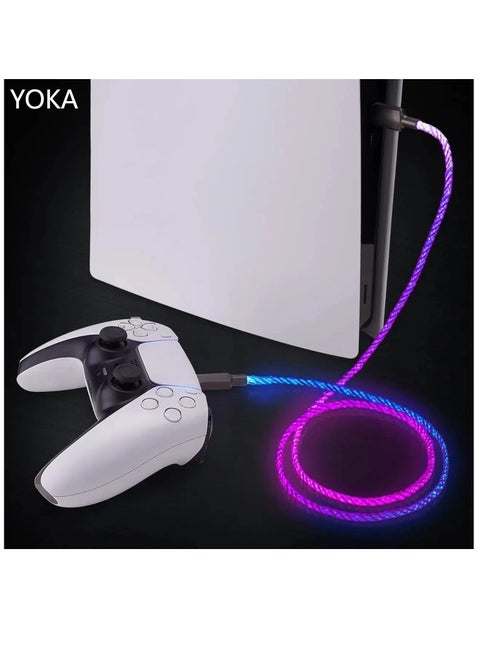 3.28FT Illuminated Charging Cable for ps5 Controller, USB Type C Charging Cord for Gamepad, Universal LED Light Up Data Cord for Xbox Core/Elite Series 2 / Switch Pro Controller