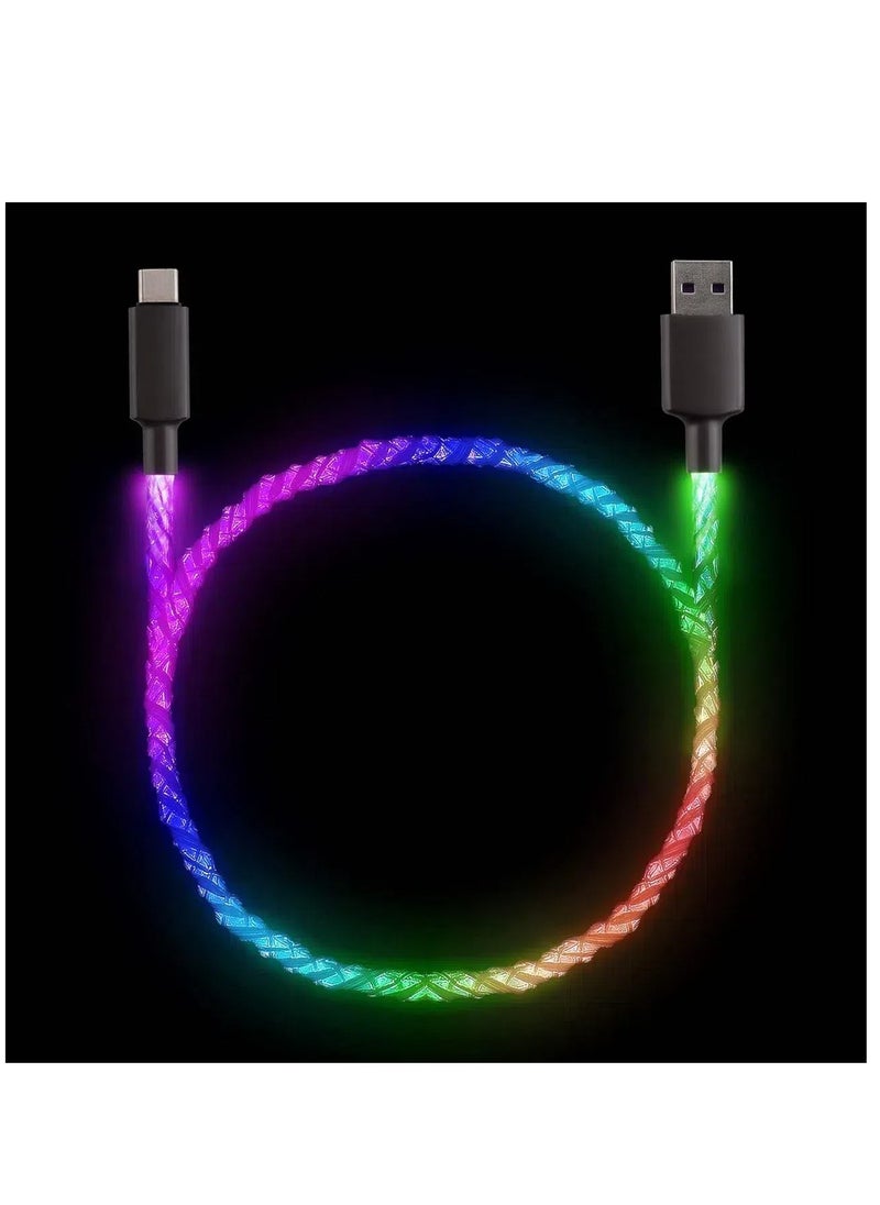 YOKA - 3.28FT Illuminated Charging Cable for ps5 Controller, USB Type C Charging Cord for Gamepad, Universal LED Light Up Data Cord for Xbox Core/Elite Series 2 / Switch Pro Controller - Image 1