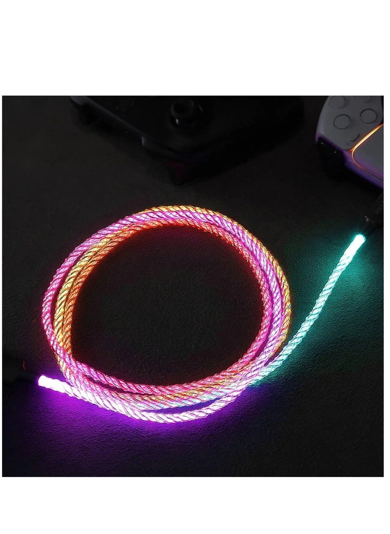 YOKA - 3.28FT Illuminated Charging Cable for ps5 Controller, USB Type C Charging Cord for Gamepad, Universal LED Light Up Data Cord for Xbox Core/Elite Series 2 / Switch Pro Controller - Image 1
