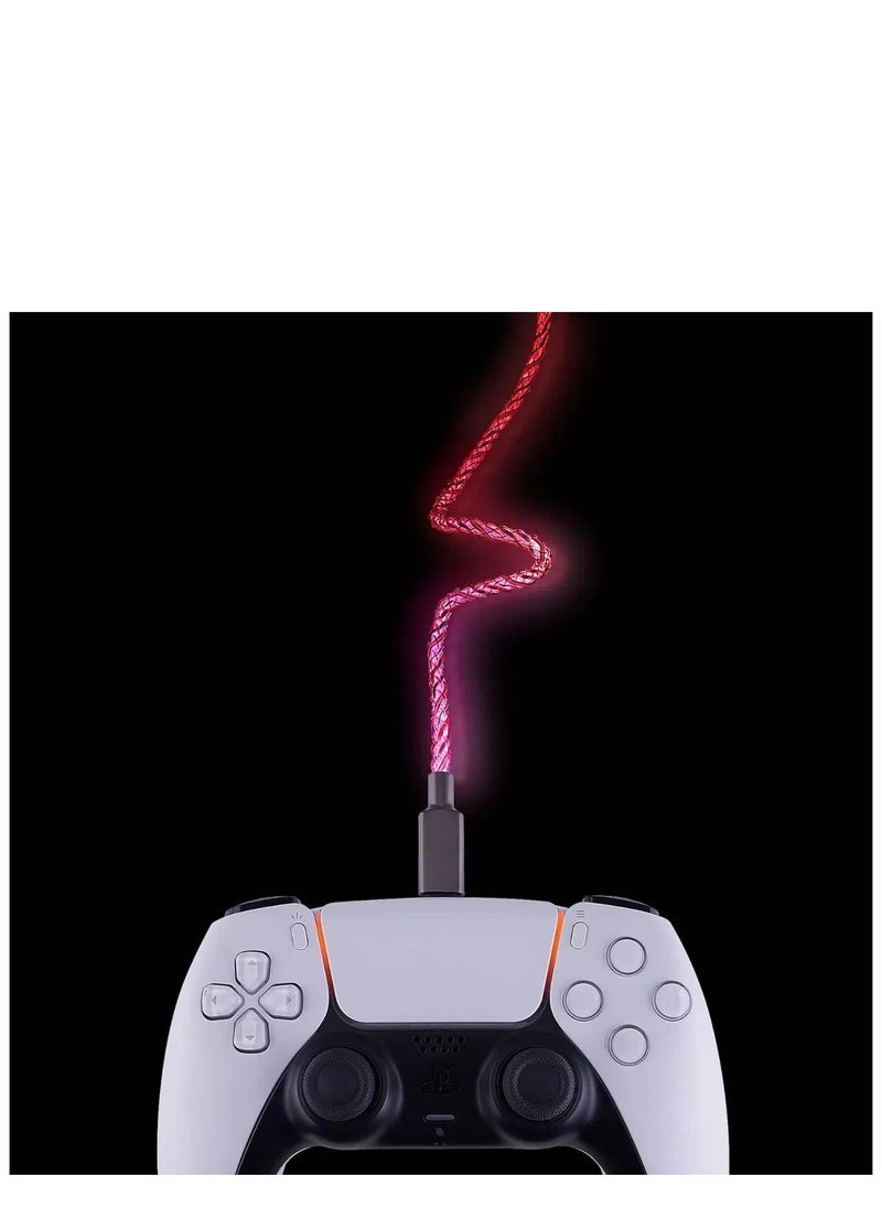 YOKA - 3.28FT Illuminated Charging Cable for ps5 Controller, USB Type C Charging Cord for Gamepad, Universal LED Light Up Data Cord for Xbox Core/Elite Series 2 / Switch Pro Controller - Image 1