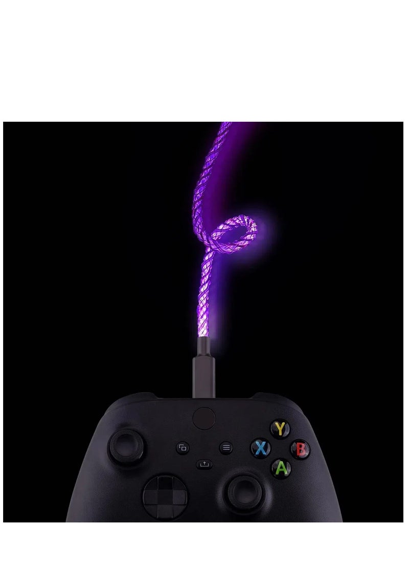 YOKA - 3.28FT Illuminated Charging Cable for ps5 Controller, USB Type C Charging Cord for Gamepad, Universal LED Light Up Data Cord for Xbox Core/Elite Series 2 / Switch Pro Controller - Image 1