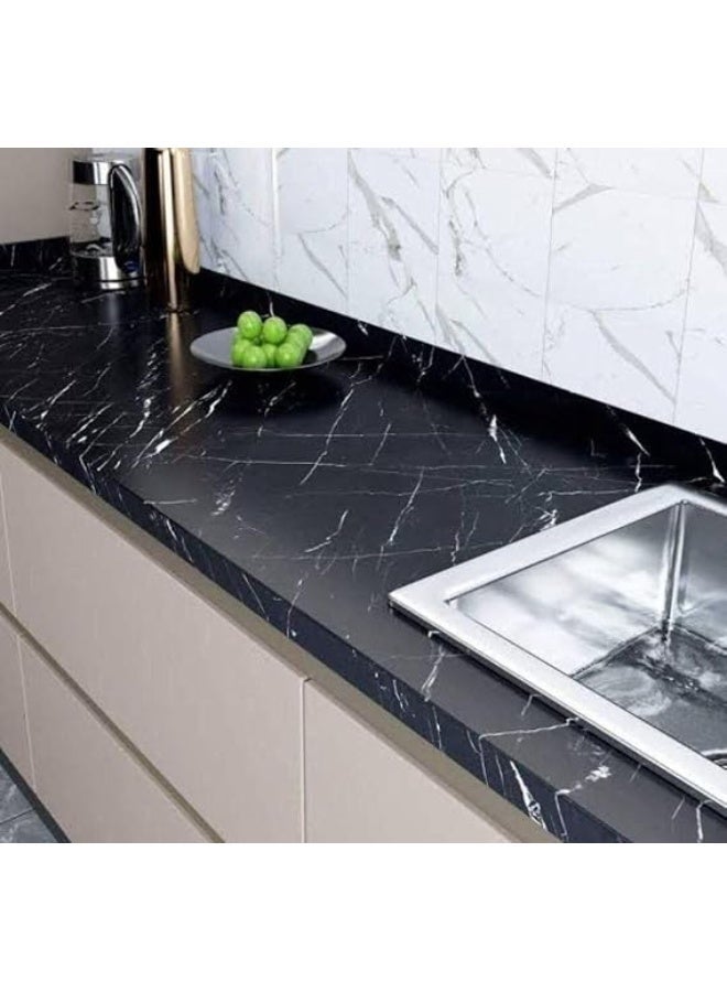 Generic valueable 1 60 cm × 5 m Marble Vinyl Sticker Roll - Self-Adhesive Waterproof Paper - For Covering and Renewing Kitchen Surfaces, Walls and Furniture - Practical Marble Design - Suitable for Updating Home Surfaces and Spaces - Image 1