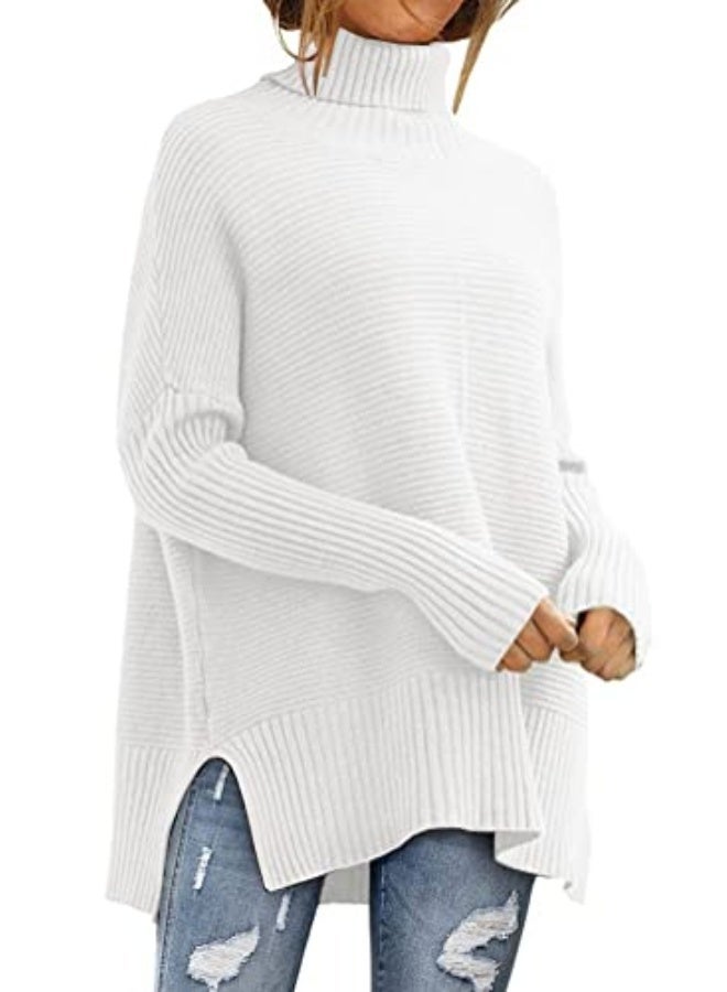 NIBEMINENT Women's Oversized Turtleneck Sweaters Fall Batwing Sleeve Ribbed Tunic Sweater - Image 1