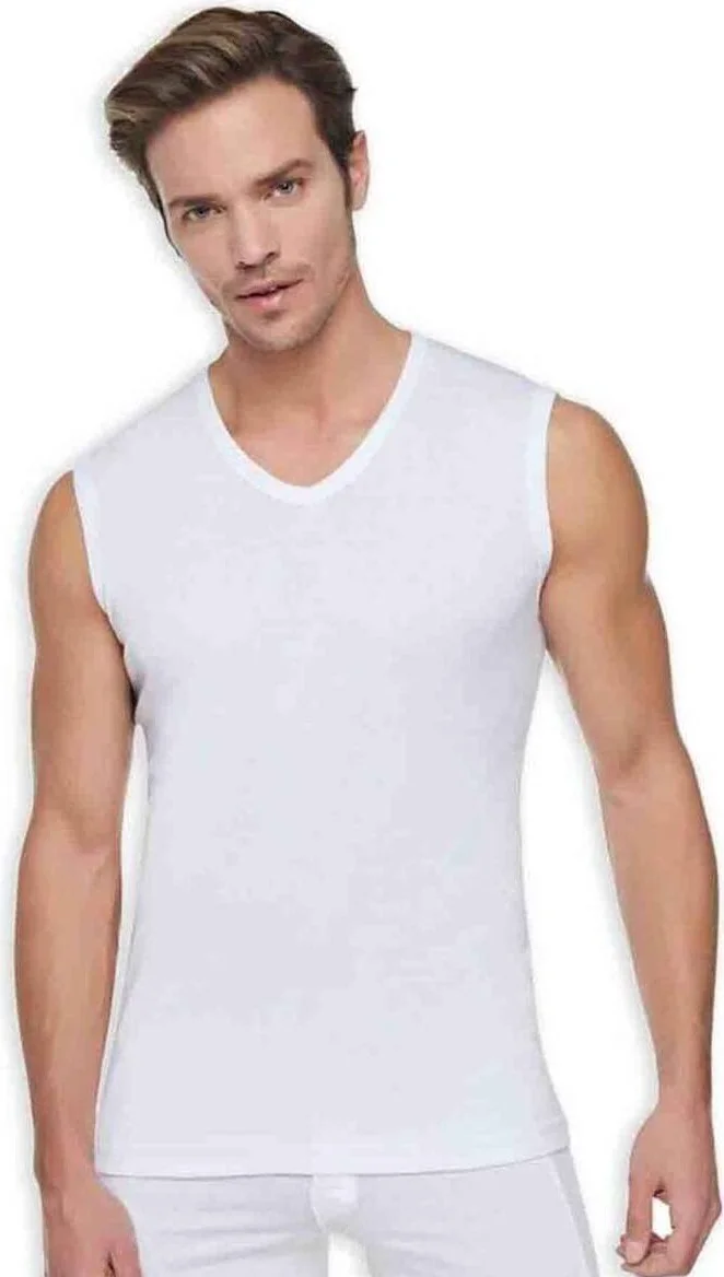 توتكو Passion Ribana Sports V Neck Men's Undershirt 401 | White