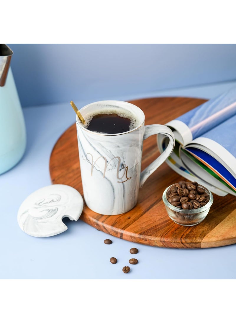 LARYNX LARYNX Ceramic Coffee Mug Gifts Set for Couple Anniversary Wedding Engagement Valentine for Men Women Couple Husband Wife with Gift Box Mr Mrs Coffee Mug 400ml  - Image 2