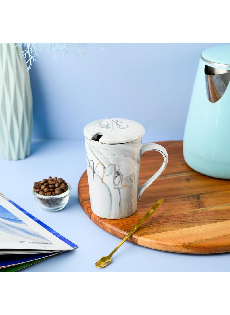 LARYNX LARYNX Ceramic Coffee Mug Gifts Set for Couple Anniversary Wedding Engagement Valentine for Men Women Couple Husband Wife with Gift Box Mr Mrs Coffee Mug 400ml  - Image 3