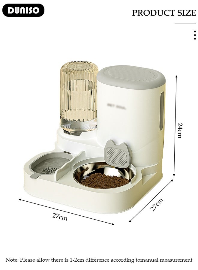 DUNISO مغذي أوتوماتيكي وموزع مياه للقطط والكلاب - حاويتان للطعام الجاف/الرطب، مجموعة مغذي وموزع مياه مزدوجة محسنة بنظام الجاذبية، اثنان في واحد - Image 2
