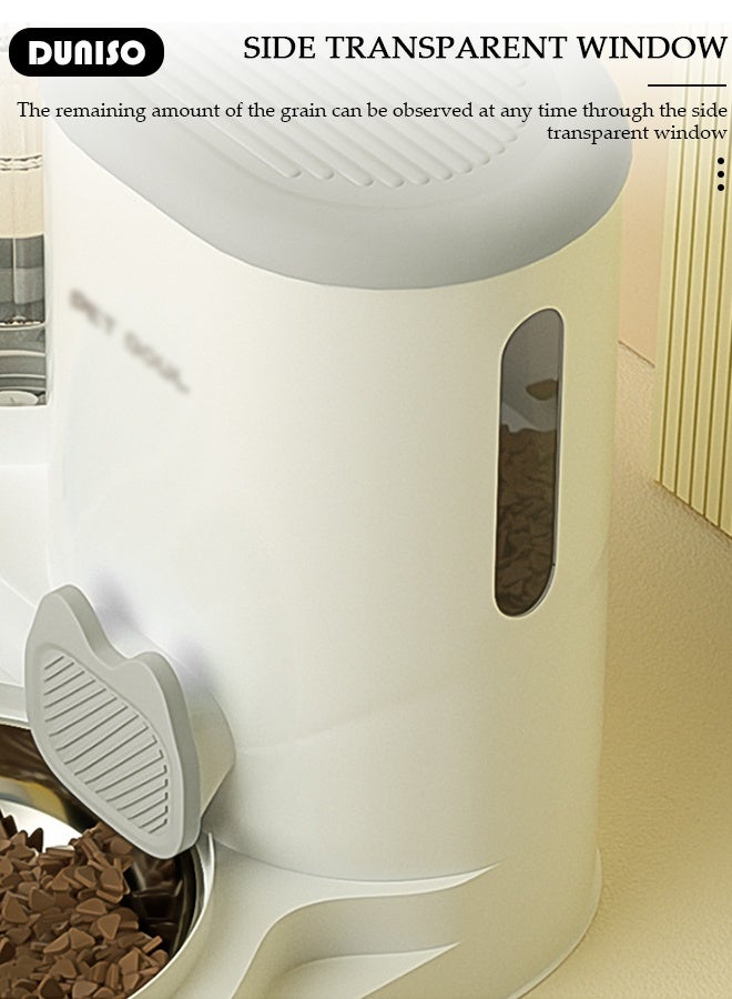DUNISO مغذي أوتوماتيكي وموزع مياه للقطط والكلاب - حاويتان للطعام الجاف/الرطب، مجموعة مغذي وموزع مياه مزدوجة محسنة بنظام الجاذبية، اثنان في واحد - Image 5
