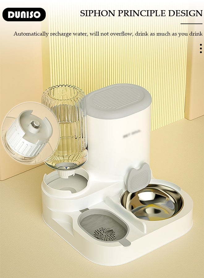 DUNISO مغذي أوتوماتيكي وموزع مياه للقطط والكلاب - حاويتان للطعام الجاف/الرطب، مجموعة مغذي وموزع مياه مزدوجة محسنة بنظام الجاذبية، اثنان في واحد - Image 3