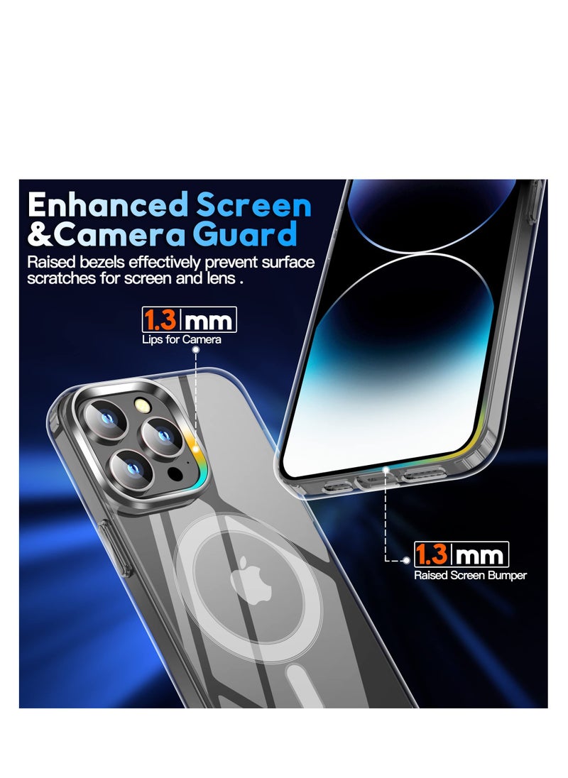 Aookay - Super 5-in-1 Magnetic Case for iPhone 15 Pro Max 2023, 2 Pack Screen Protector and 2 Camera Lens Protector Yellowing Resistance Clear Magsafe Case for iPhone 15 Pro Max - Image 1
