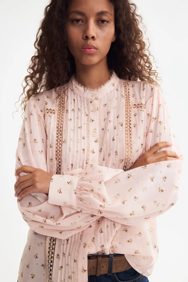 Lace-inset blouse