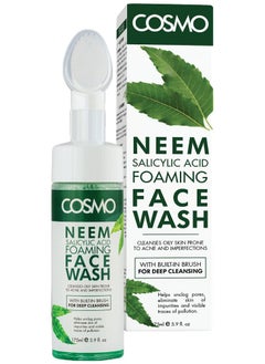 COSMO Cosmo Skin Care Neem Salicylic Acid Foaming Face Wash For Deep Cleansing Built-in Brush 175ml, For Men & Women, Deep Clean, Facewash, All Skin Types, Green  - Image 1