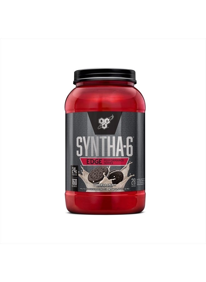 BSN SYNTHA-6 Edge Protein Powder, with Hydrolyzed Whey, Micellar Casein, Milk Protein Isolate, Low Sugar, 24g Protein, Cookies N Cream, 28 Servings  - Image 1