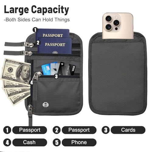 Sizobi Neck Wallet for Traveling Women Men, RFID Blocking Nylon Passport Holder Travel Pouch, Family Travel Document Organizer Passport Wallets,International Travel Must Haves Travel Accessories - Image 3