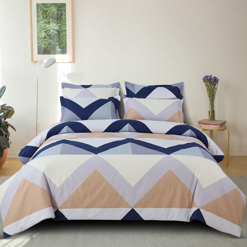 Fablicious Super Soft Glace Cotton King Size Duvet Cover/Razai Cover/Comforter Cover/Quilt Cover Double Bed with Zipper Closure 90x100 inch (Blue) - Image 1