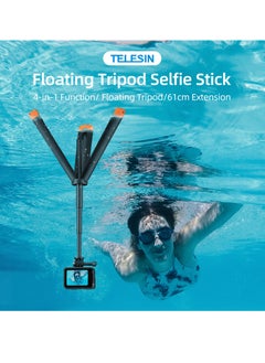 Floating tripod selfie stick, waterproof telescopic selfie stick, tripod, handle, 30m waterproof, can be connected to devices weighing up to 200g, compatible with most sports cameras