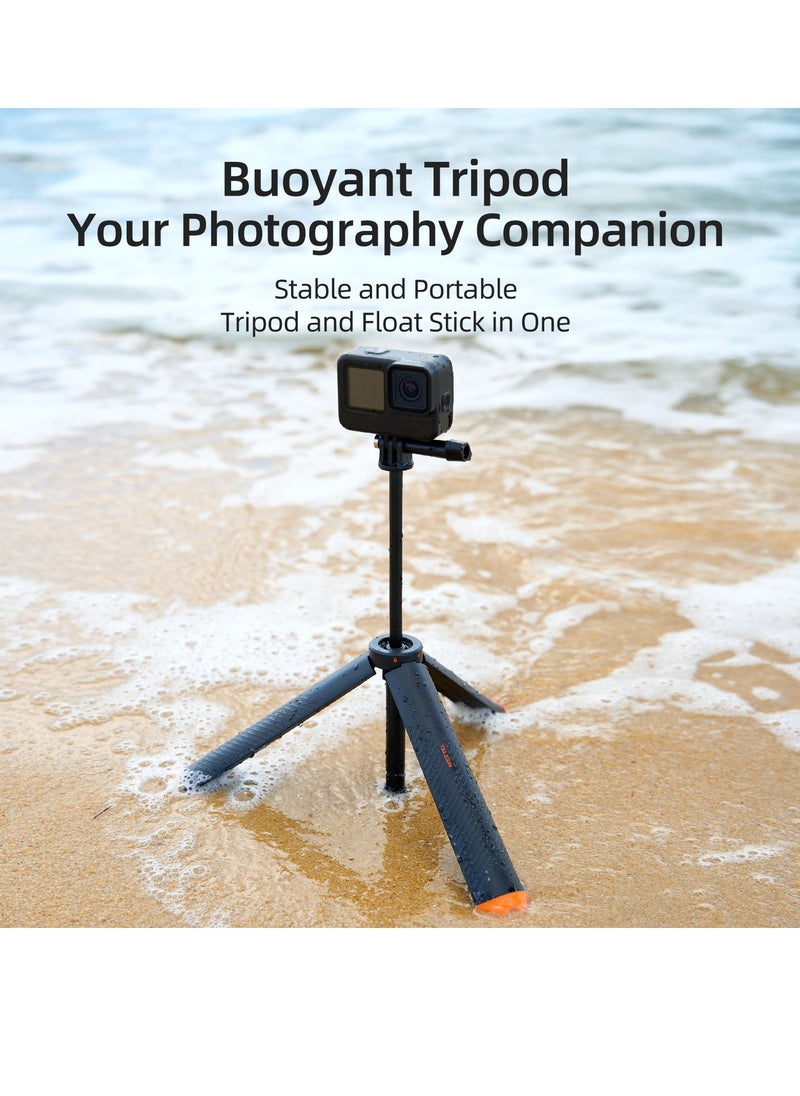 TELESIN - Floating tripod selfie stick, waterproof telescopic selfie stick, tripod, handle, 30m waterproof, can be connected to devices weighing up to 200g, compatible with most sports cameras - Image 1