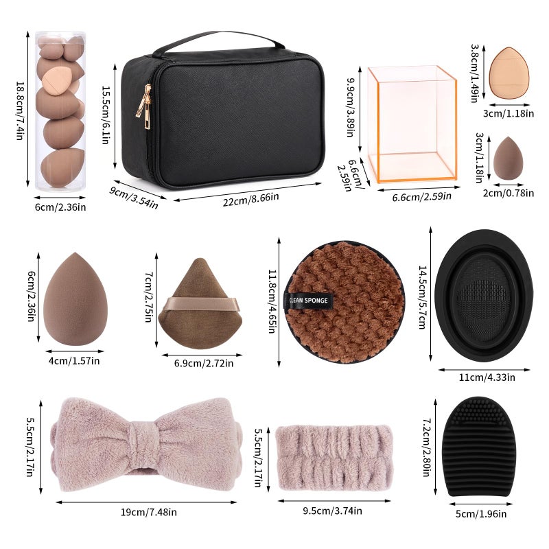 MAGEFY Makeup Brushes 37 Pcs Makeup Kit, Multi-functional Makeup Tool Set with Double-End Powder Blush Eyeshadows Brush Make up Brushes Set Bag,Champagne - Image 3