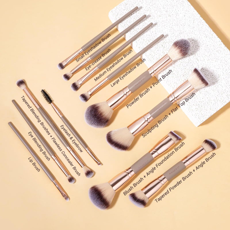MAGEFY Makeup Brushes 37 Pcs Makeup Kit, Multi-functional Makeup Tool Set with Double-End Powder Blush Eyeshadows Brush Make up Brushes Set Bag,Champagne - Image 5