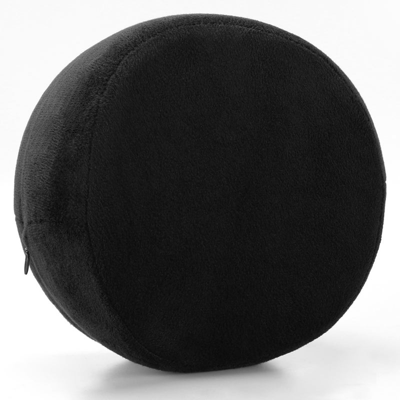 Memory Foam Orthopedic Leg Pillow round black flannel