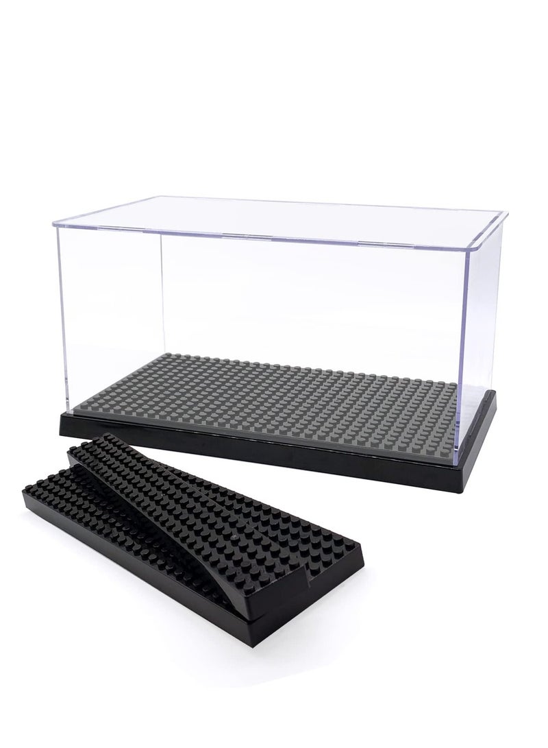 Excefore Display Case for Figures, Dustproof Clear Display Box, Acrylic Display Case for Brick Figures, Suitable for Minifigures Action Figures Blocks (Black) - Image 1
