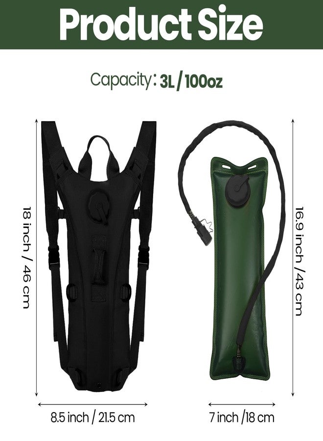 Liliful 4 Pcs Hydration Pack Backpack with 3 Liter Water Bladder Tactical Hiking Water Backpack with Hydration Bladder Military Daypack for Hiking Cycling Climbing - Image 2
