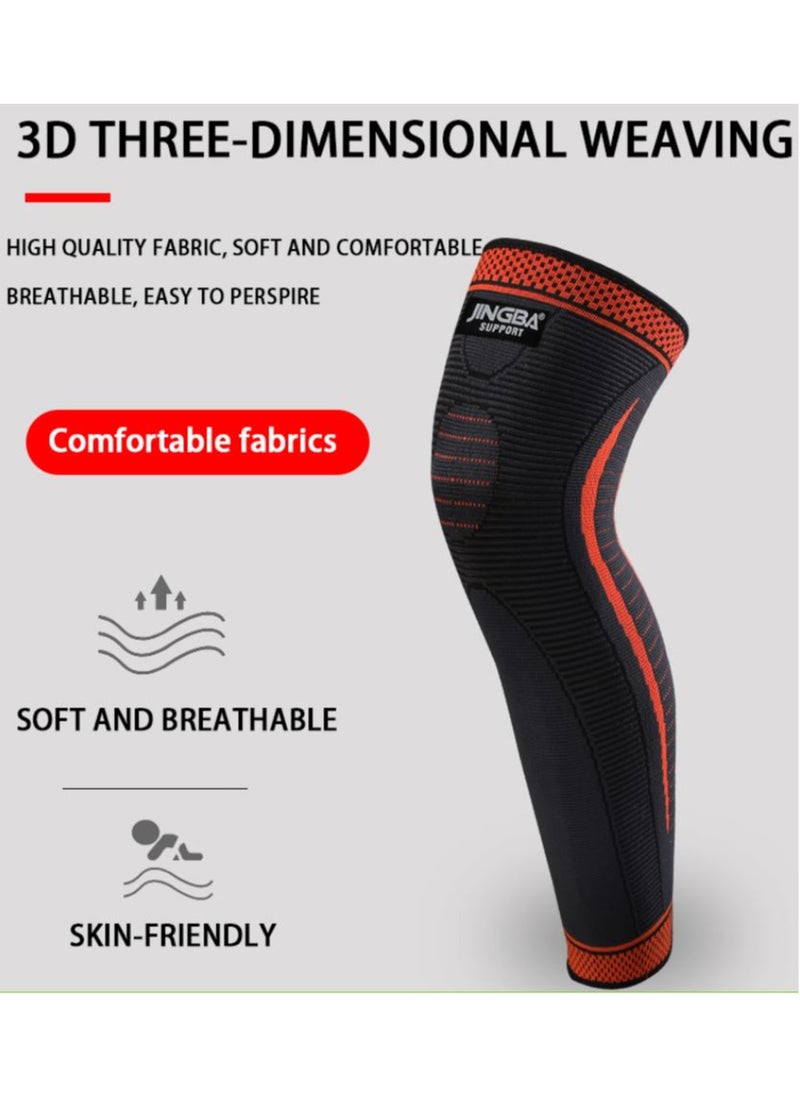 JINGBA SUPPORT Pack Of 2 Full Length Nylon Knit Elastic Breathable Knee Support Brace For Running Basketball, Arthritis, Joint Pain Relief, Injury Recovery  - Image 3