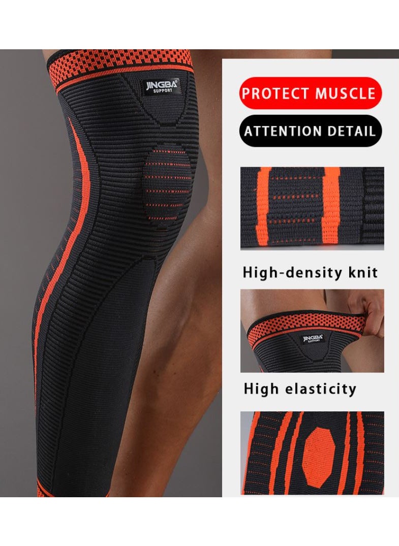JINGBA SUPPORT Pack Of 2 Full Length Nylon Knit Elastic Breathable Knee Support Brace For Running Basketball, Arthritis, Joint Pain Relief, Injury Recovery  - Image 5