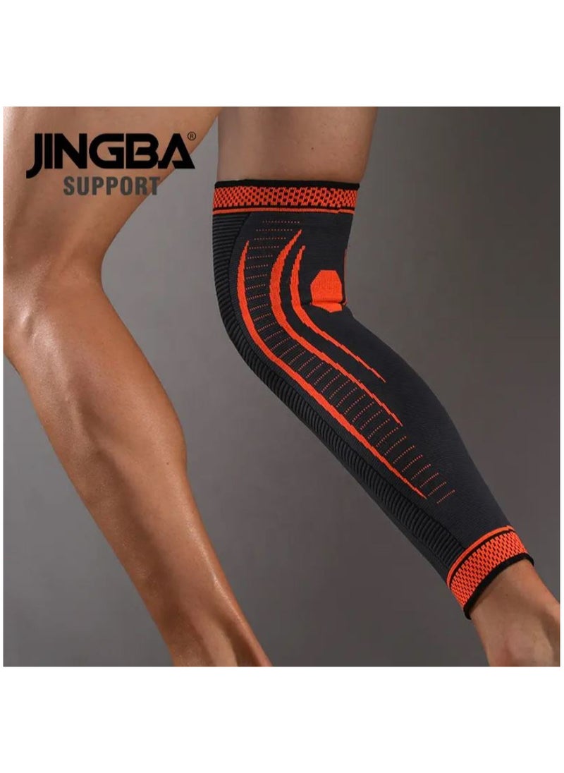 JINGBA SUPPORT - Pack Of 2 Full Length Nylon Knit Elastic Breathable Knee Support Brace For Running Basketball, Arthritis, Joint Pain Relief, Injury Recovery - Image 1