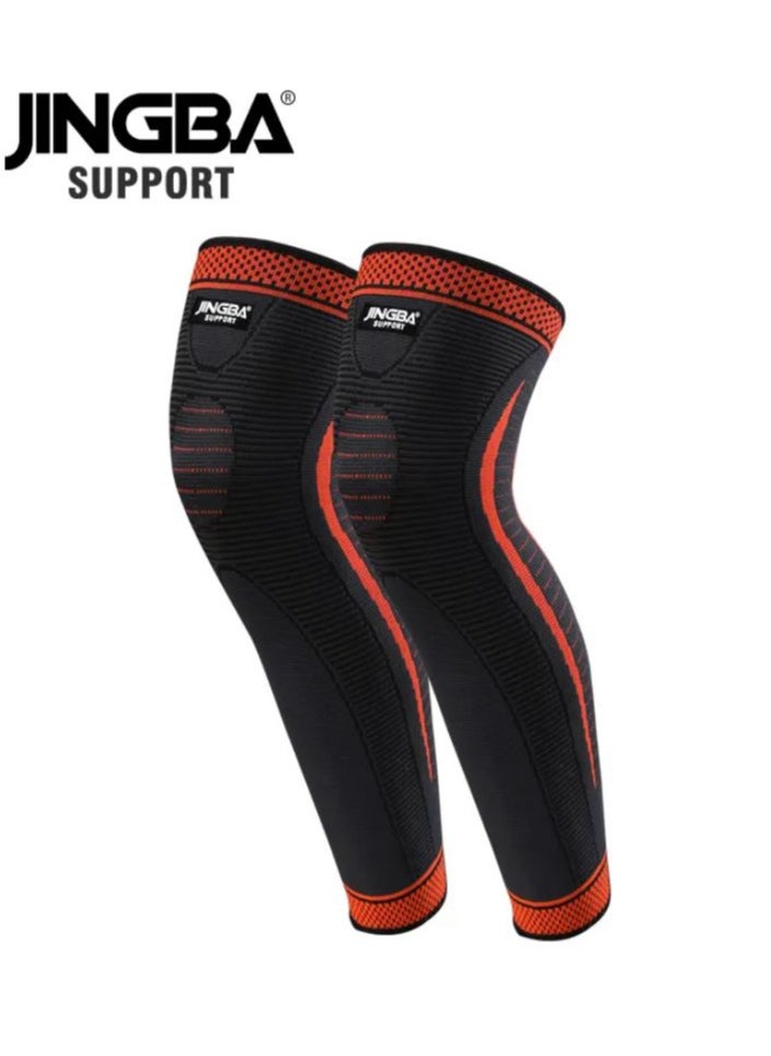 JINGBA SUPPORT Pack Of 2 Full Length Nylon Knit Elastic Breathable Knee Support Brace For Running Basketball, Arthritis, Joint Pain Relief, Injury Recovery  - Image 1