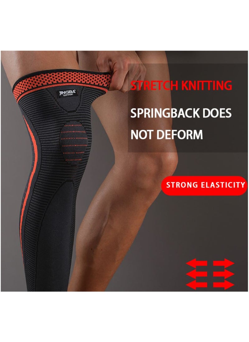 JINGBA SUPPORT - Pack Of 2 Full Length Nylon Knit Elastic Breathable Knee Support Brace For Running Basketball, Arthritis, Joint Pain Relief, Injury Recovery - Image 1