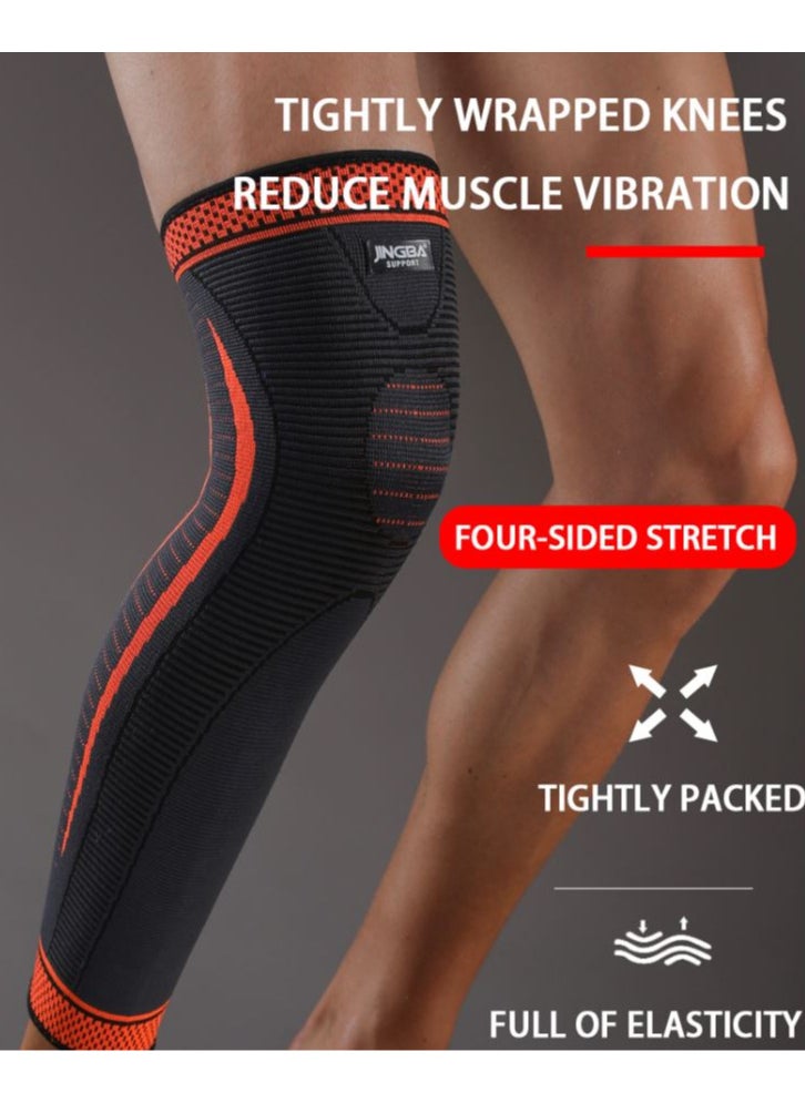 JINGBA SUPPORT Pack Of 2 Full Length Nylon Knit Elastic Breathable Knee Support Brace For Running Basketball, Arthritis, Joint Pain Relief, Injury Recovery  - Image 2